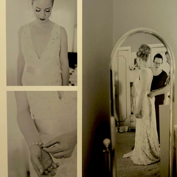 Timeless lace a line wedding dress with keyhole back and plunging neckline - Picture 2 of 16